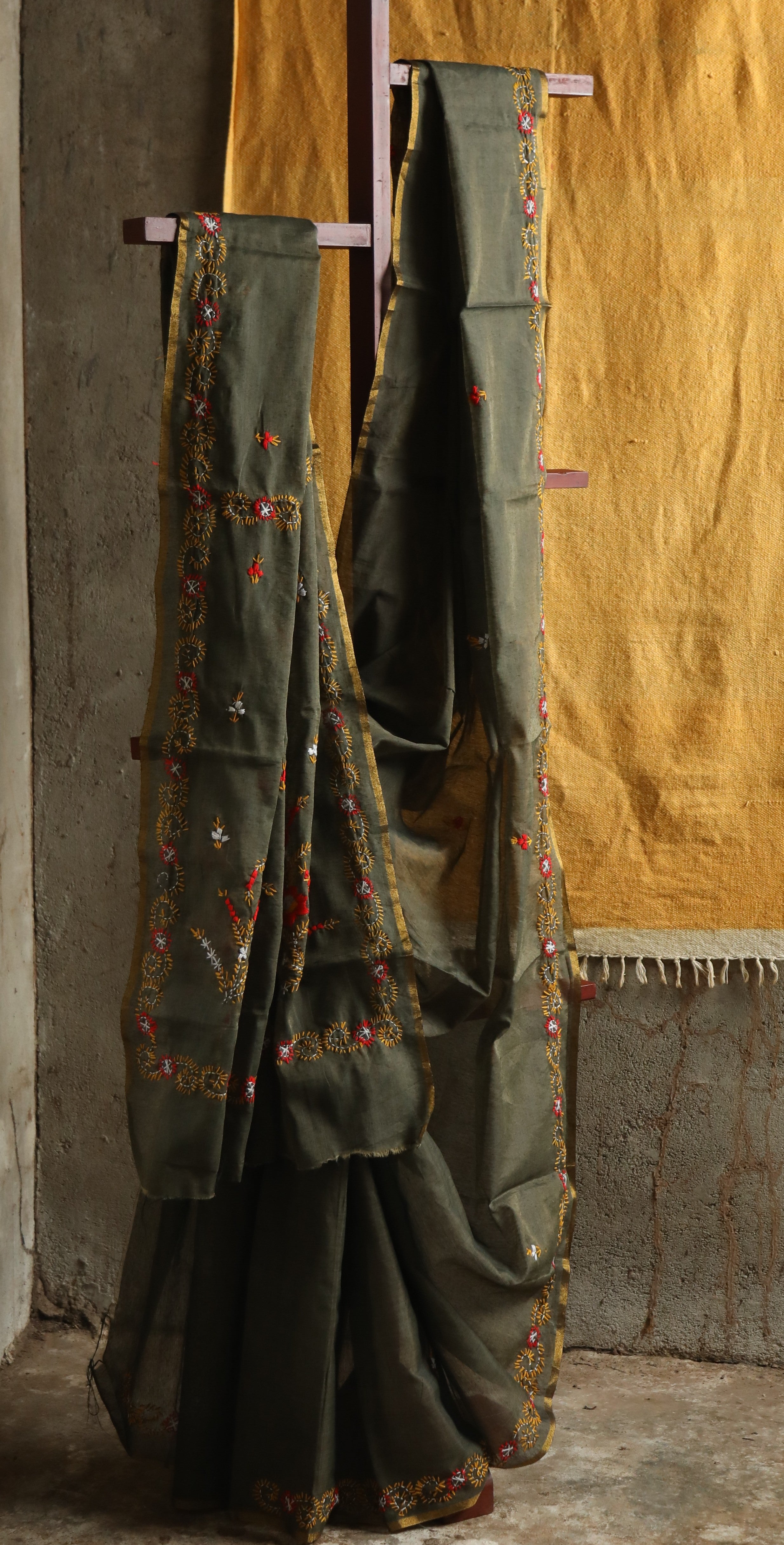 Chanderi Hand-embroidery Saree