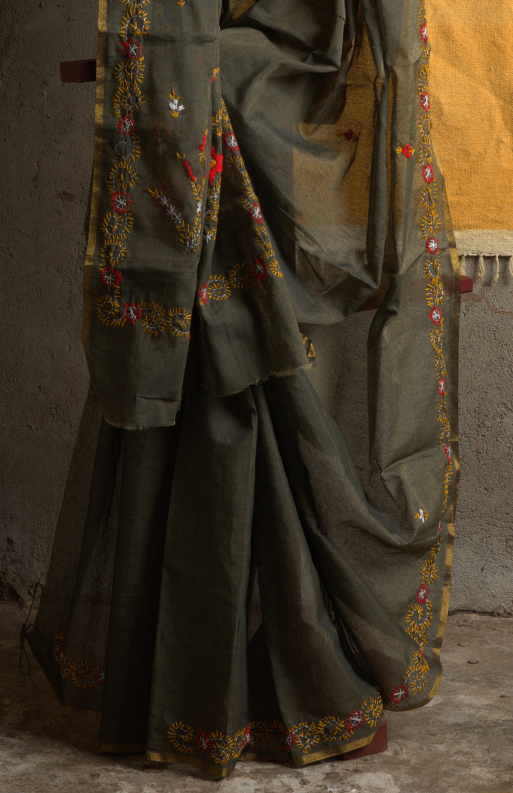 Chanderi Hand-embroidery Saree